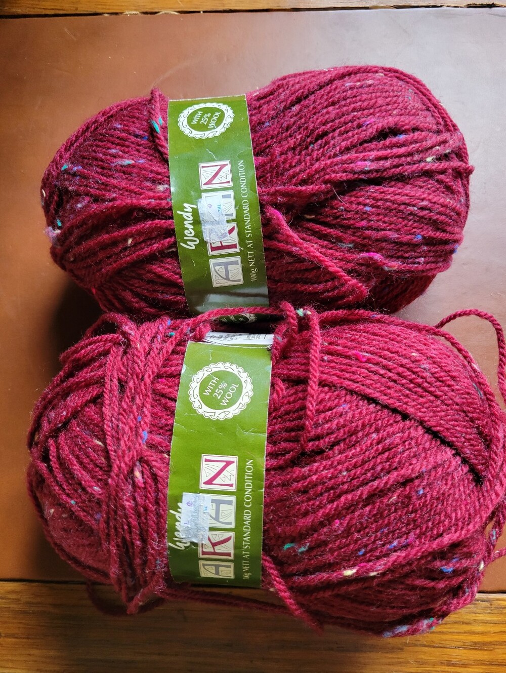 Lot Of 2 Wendy Aran yarn 25% wool 75% Acrylic